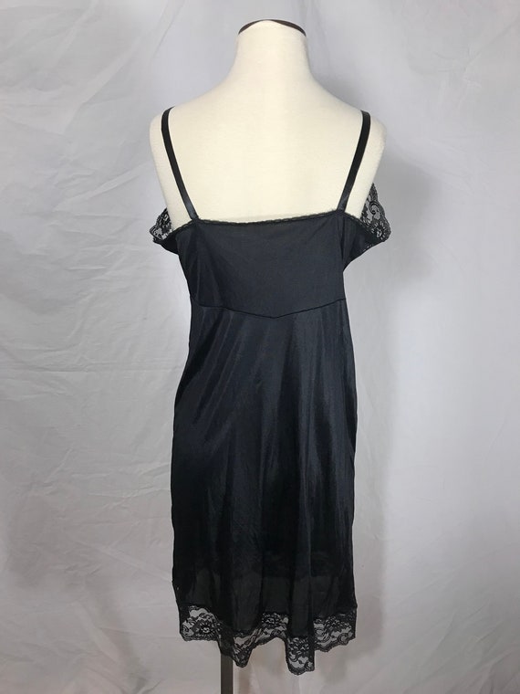 Black Nylon Full Slip with Lace Trimmed Bodice and He… Gem