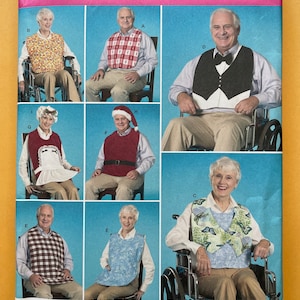 Simplicity 2687 Pattern UNCUT 2000s Faith Van Zanten Adult Clothing Protectors Seniors Bibs Festive Mr Mrs Santa Claus Tuxedo Contrast
