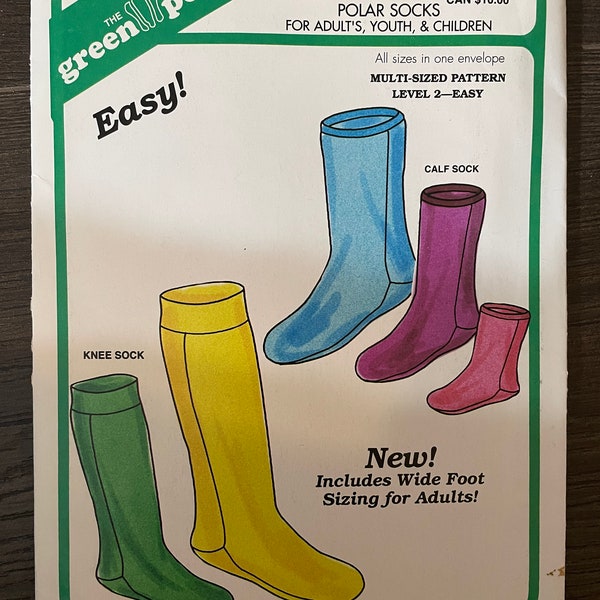 The Green Pepper F793 793 F890 890 Pattern UNCUT Polar Fleece Socks Calf or Knee Length Cold Weather Sport All Sizes Adult Youth Children VA