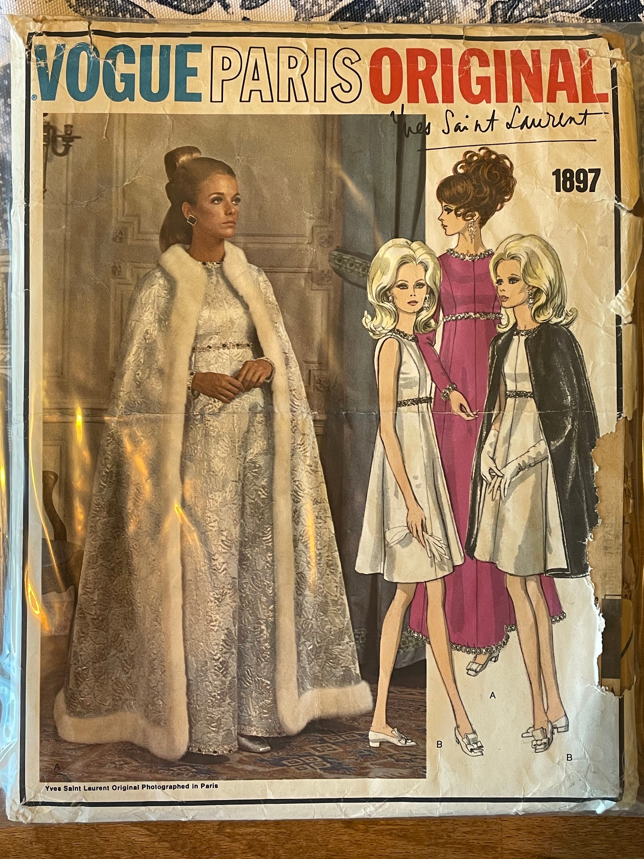 Vogue 1897 Pattern CUT Complete FLAWS Vintage 1960s Yves Saint