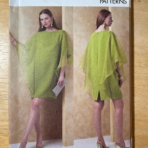 Vogue R12225 12225 V2065 2065 Pattern UNCUT Tom Linda Platt Very Loose Fitting Lined Batwing Sleeve Dress Sheer Overlay Knee 8-16  18-26