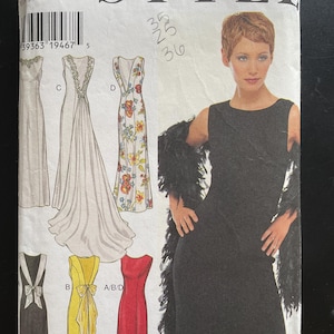 Style 2782 Pattern CUT Complete Size 12 1990s Vintage Sleeveless Special Occasion Dress Low Back Maxi Length Lace Trim Train Bridal Bow TX