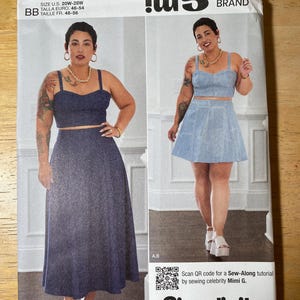 Simplicity S9894 9894 Pattern UNCUT Mimi G Sleeveless Crop Corset Top Bust Cups Underwire Low Waist Flared Knee Maxi Length Size 10-18 20-28
