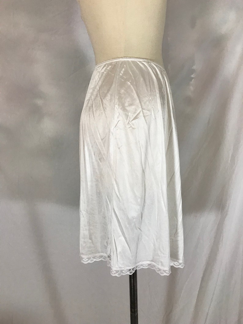 JC Penney White Stretch Nylon Half Slip with Narrow Lace Hem Etsy