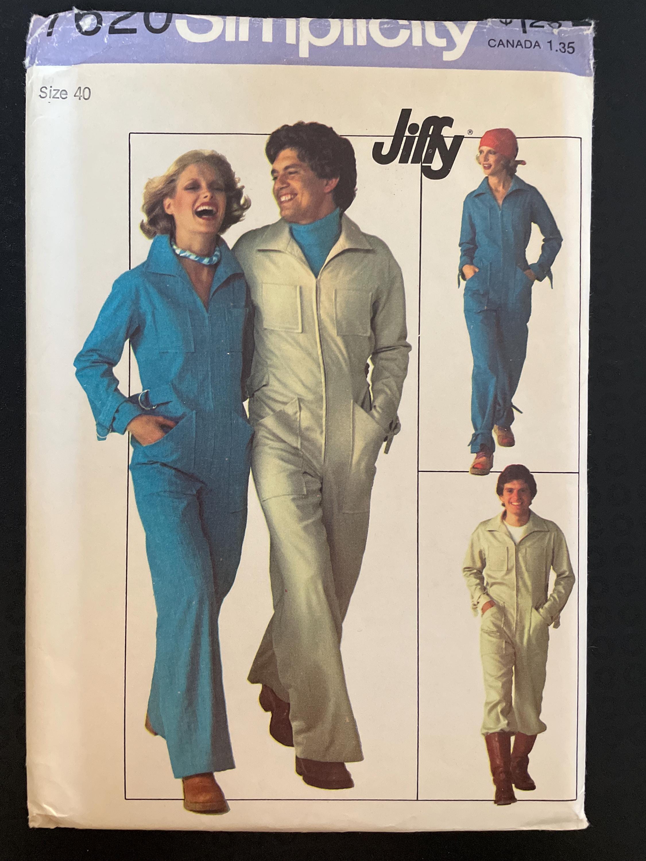 Simplicity 7620 Pattern UNCUT 1970s Vintage Mens Jiffy Jumpsuit