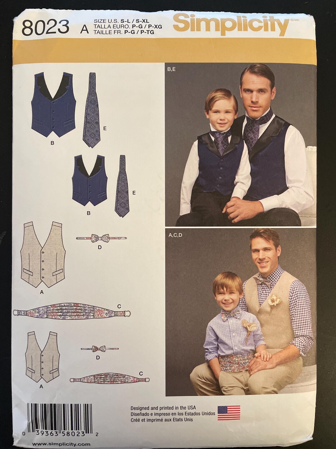 Simplicity 8023 Pattern UNCUT Mens Boys Father Son Matching Special ...