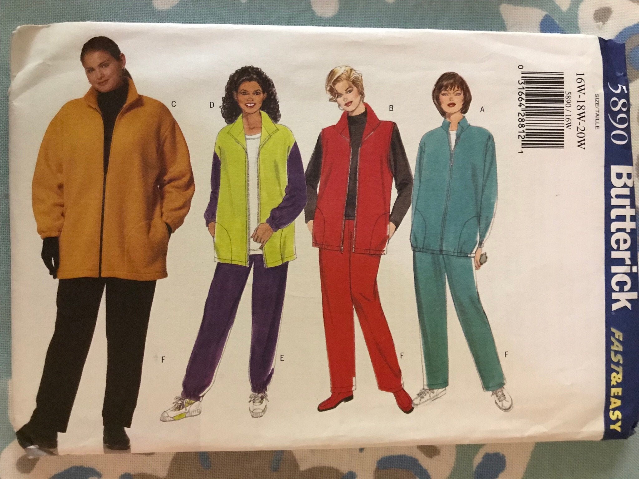 Butterick 5890 sewing pattern/ very easy jacket vest and pants plus ...