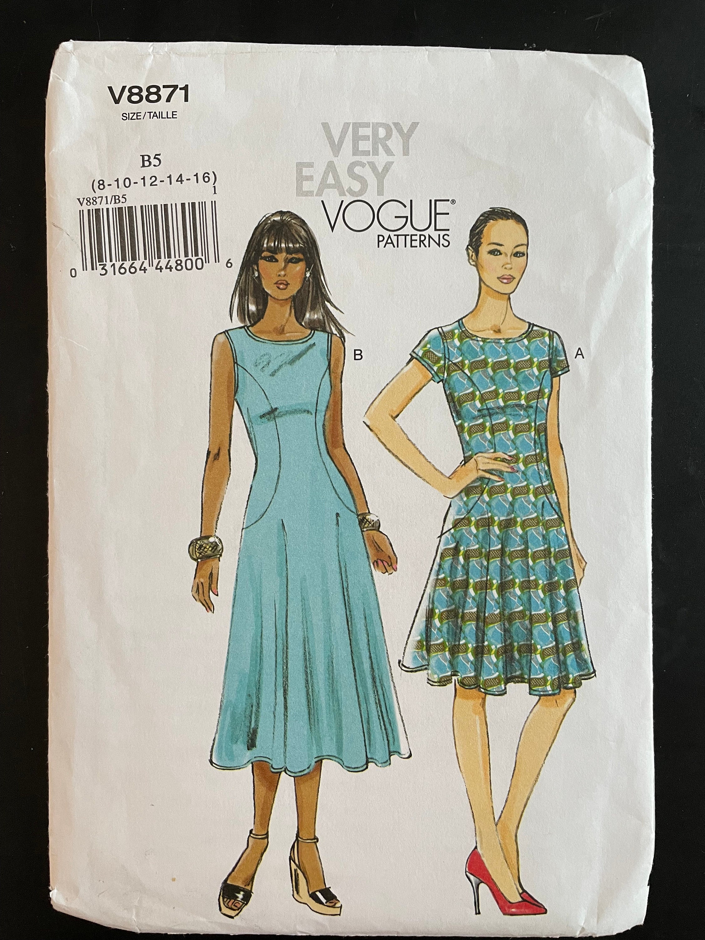 Vogue V8871 8871 Pattern UNCUT Sleeveless Short Sleeve Summer