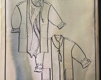 In the Studio One Pattern UNCUT Vintage 2000s Lois Ericson Design & Sew Asian Fusion Loose Fitting Asymmetrical Jacket Contrast Drape Panel