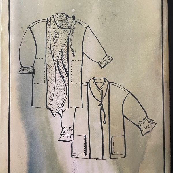 In the Studio One Pattern UNCUT Vintage 2000s Lois Ericson Design & Sew Asian Fusion Loose Fitting Asymmetrical Jacket Contrast Drape Panel