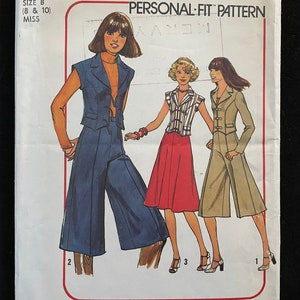 May include: Simplicity sewing pattern number 8144 for a Personal-Fit™ pattern. The pattern includes three different styles of clothing for sizes 8 and 10. The pattern is available in sizes A (6 & 8), B (8 & 10), C (10 & 12), and D (12 & 14).