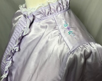 Vintage 1980s Jodie Arden Purple Satin Pajama Top With Standing