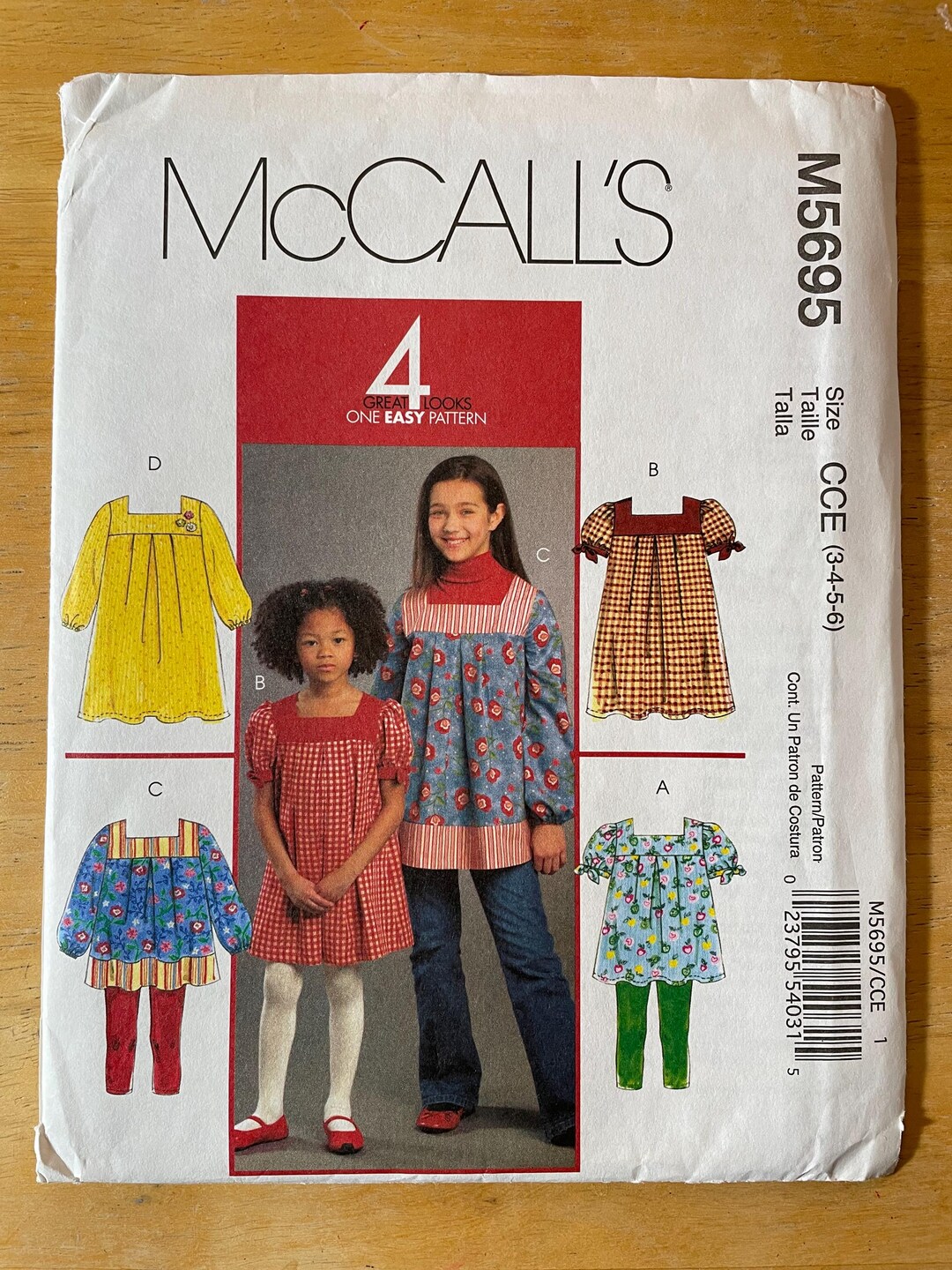 Mccalls M5695 5695 Pattern UNCUT Girl's Easy Yoke Bodice Dress or Top ...