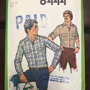 Simplicity 8444 Pattern CUT Complete1970s Man Buton Front Long Sleeve