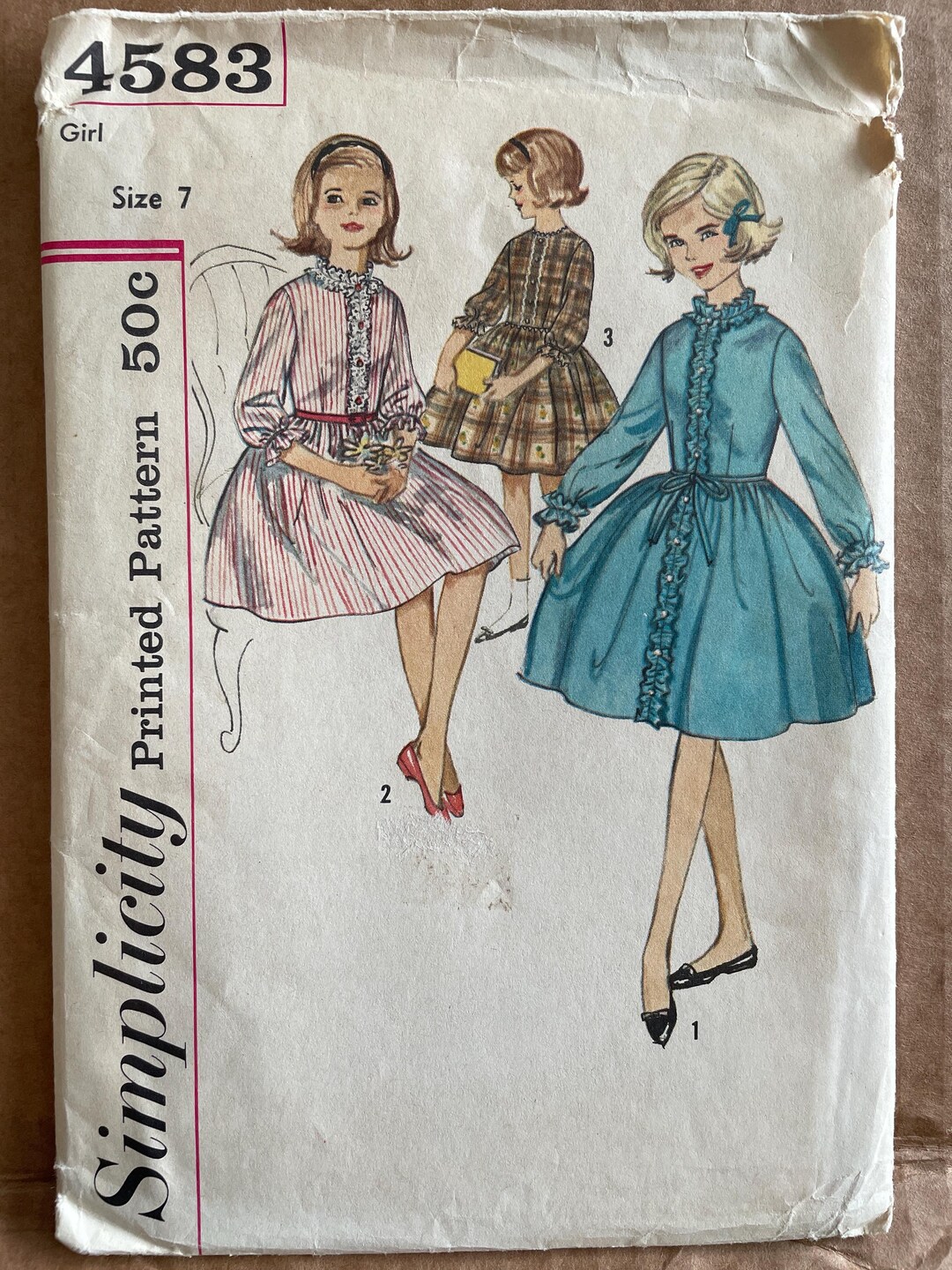 Simplicity 4583 Pattern UNCUT 1950s Vintage Girl's Back Buttoned Dress ...