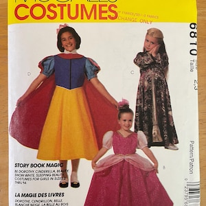 Déguisement princesse McCalls 6810 8867 Disney Blanche-Neige Cendrillon, Belle, Magicienne d&#39;Oz Dorothy Renaissance taille 2 3 non-coupure