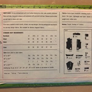Simplicity 8444 Pattern CUT Complete1970s Man Buton Front Long Sleeve