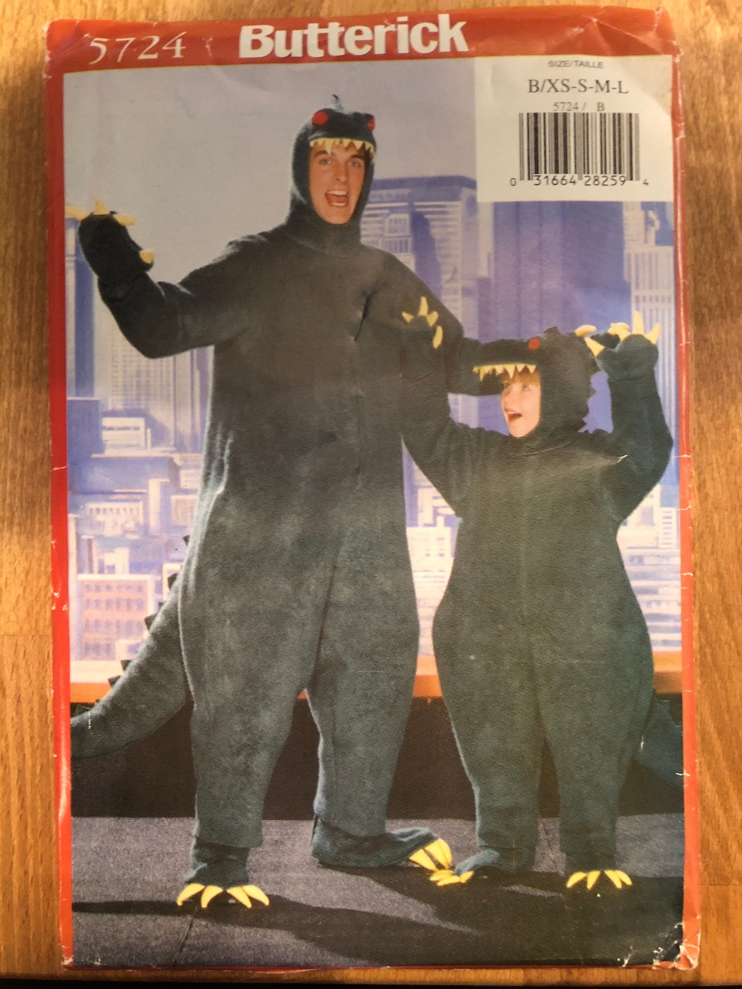 Butterick 5724 Pattern UNCUT 1990s Vintage Boy's Godzilla Monster ...