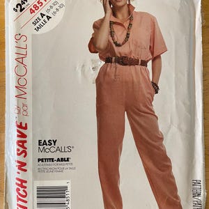 McCalls 4851 Pattern UNCUT Easy 1990 Button Front Collared Camp Shirt Pull On Tapered Pants Side Seam Pockets Size 6 8 10