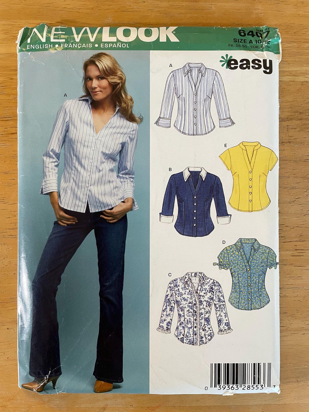 Turnkey Patterns New Look 6407 Pattern UNCUT Easy to Sew Button Front V Neck Top With ...