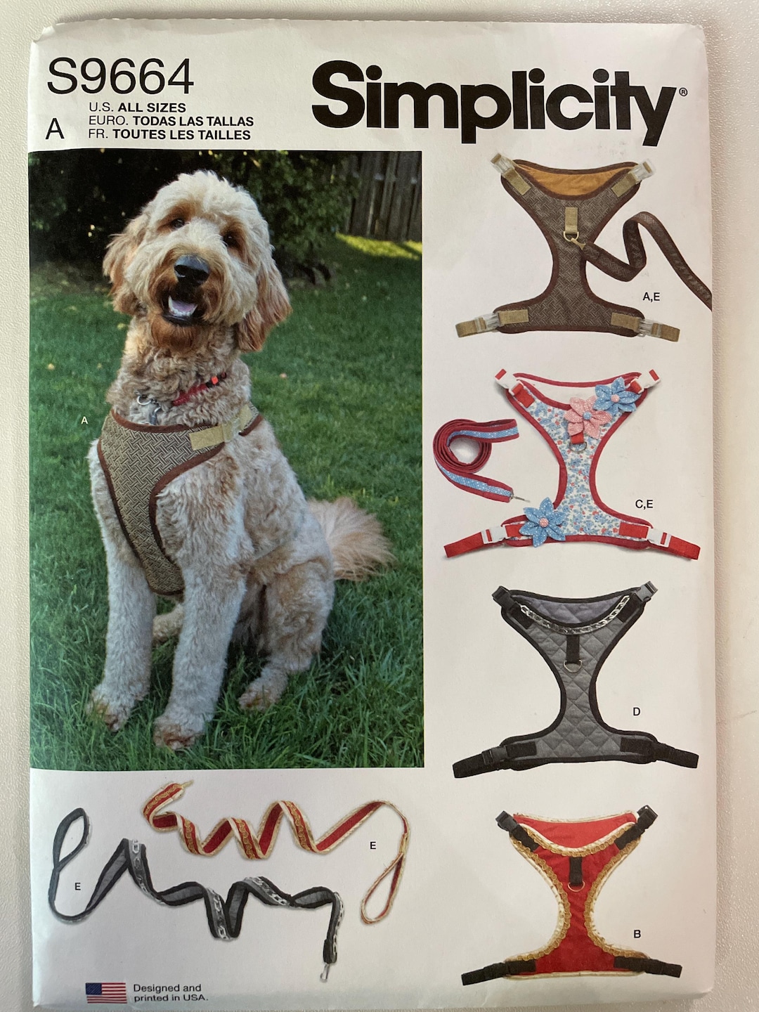 Simplicity S9664 9664 Pattern UNCUT Dog Harness Small Medium Large ...