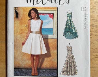 McCalls M8060 8060 Pattern UNCUT Sleeveless Scoop Neck Fit Flare Dress Princess Seam Knee High Low Maxi Length Callie 6-14 or 14-22 CA TX