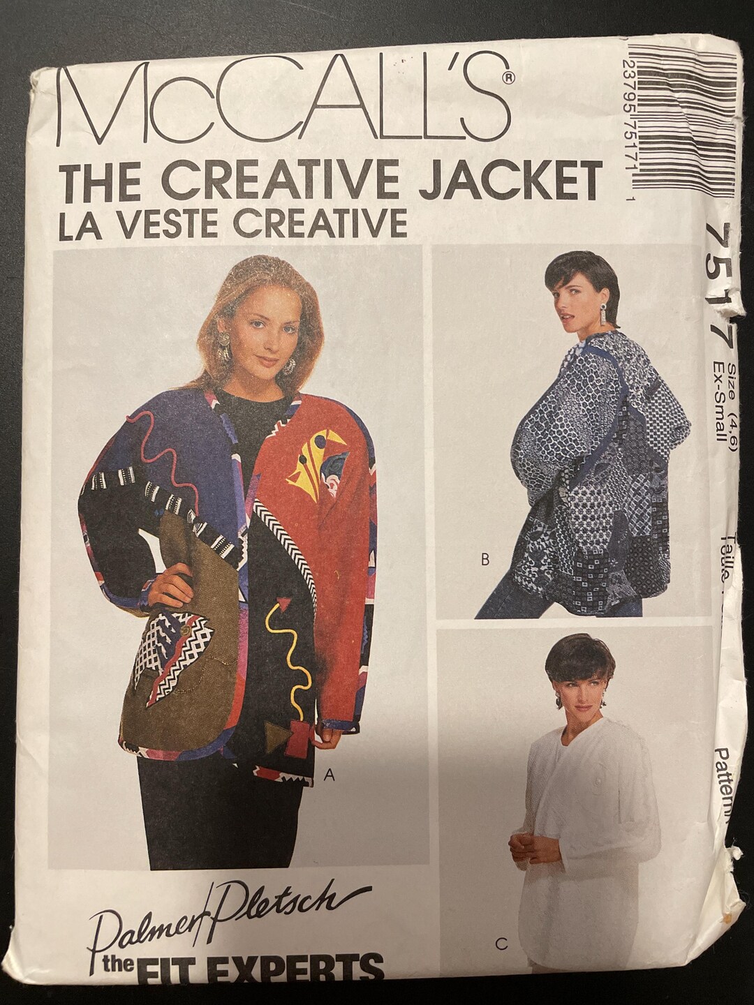 Mccalls 7517 Pattern UNCUT Vintage 1990s Palmer Pletsch Creative Lined ...