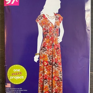 Simplicity A1046 1046 Pattern UNCUT One Easy Project Beginner's V Neck Short Sleeved Raised Waist Maxi Length Size 8 10 12 14 16 18
