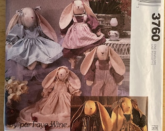 McCalls 3760 P979 P301 893 Pattern UNCUT Dress Bonnet 1980s Vintage Stuffed Bunny Three Sizes Old Fashioned Prairie Clothing Faye Wine VA