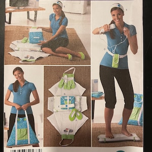May include: A sewing pattern for a one-size-fits-all outfit for a video game console. The pattern includes a headband, a shirt, a belt, a bag, and a mat. The pattern is from Simplicity and is number 2438.