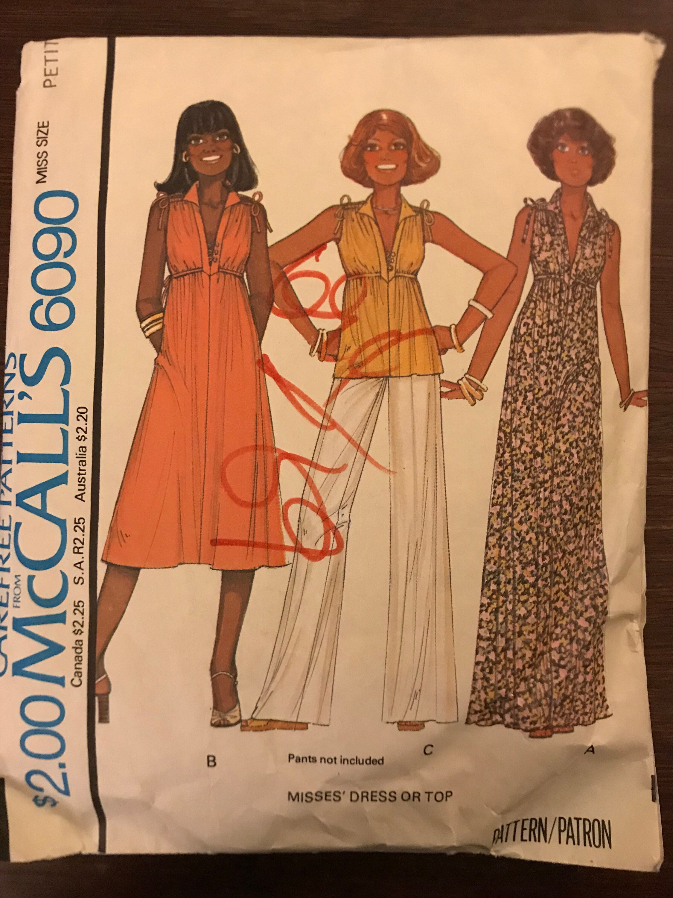 1974 Mccall's Sewing Pattern 4373 Misses Empire Waist 