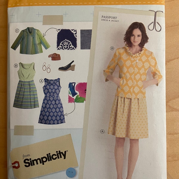 Simplicity 2209 Pattern UNCUT Lisette Tent Style Button Front Jacket Ruffled Ede Sleeveless Fit Flare Dress Size 6 8 10 12 14