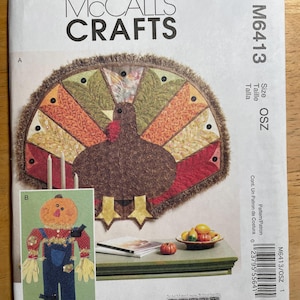 McCalls M6413 6413 motif non coupé Happy Hollow Designs artisanat décorations d'automne dinde tenture murale courtepointe citrouille épouvantail mélange assorti
