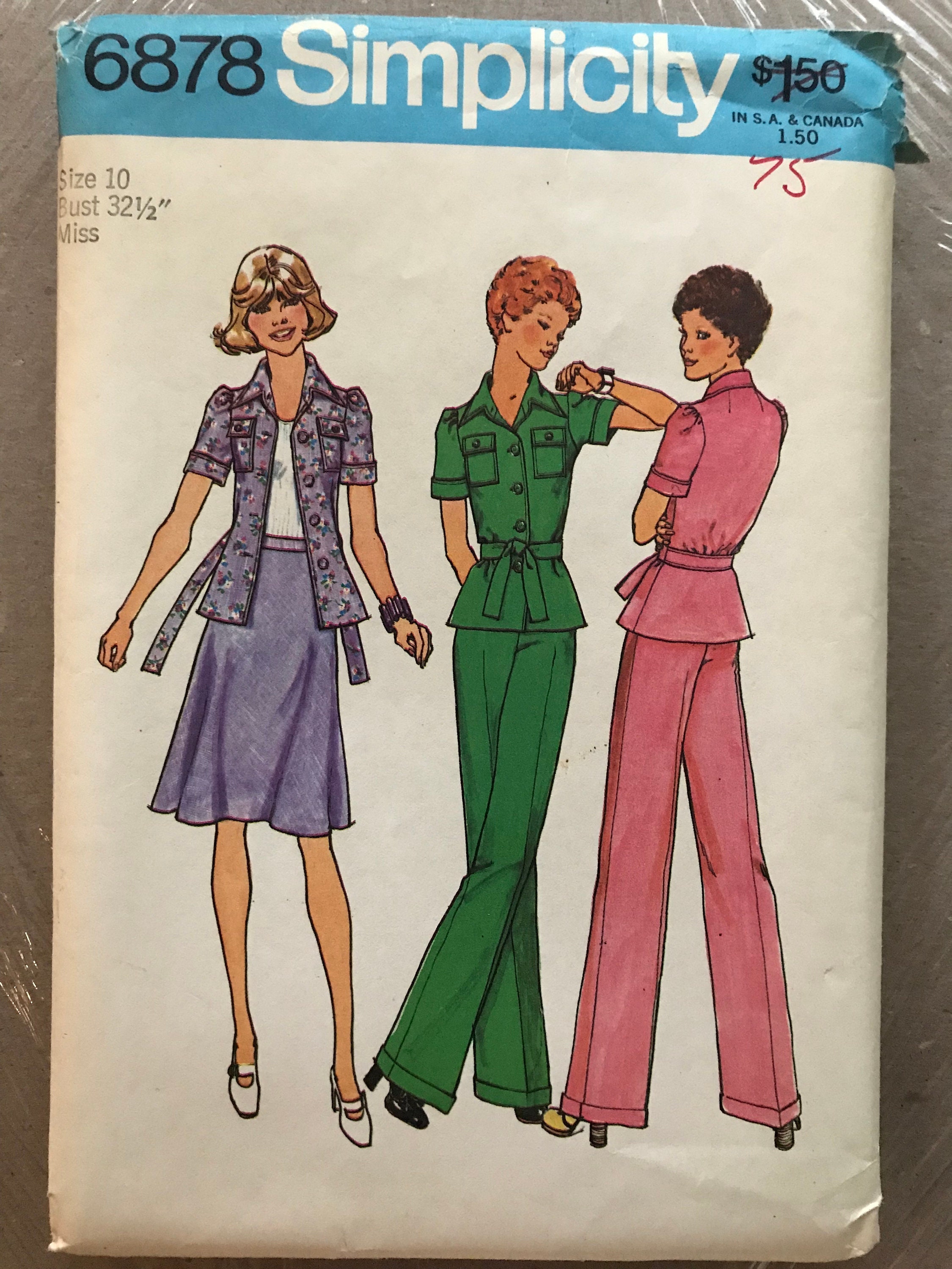Simplicity 6878 Pattern UNCUT 1970s Button Front Top With - Etsy