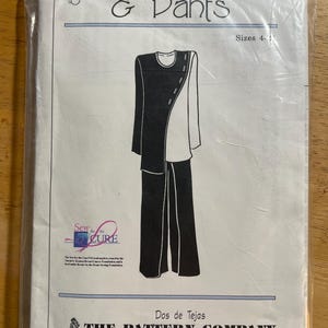 Dos de Tejas Patterns 8019 UNCUT Toggle Top & Pants Pullover Tunic Button Trim Contrast Fabric Pull On Pants Side Wrap Front Panel Size 4-24
