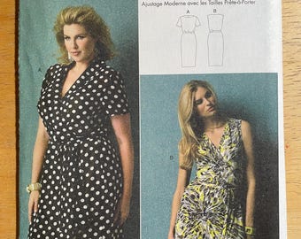 Butterick 5898 Pattern UNCUT Connie Crawford Adjustable Fit V Neck Wrap Dress Side Tie Sleeveless Short Sleeve Size xS-XL or XXL-6X