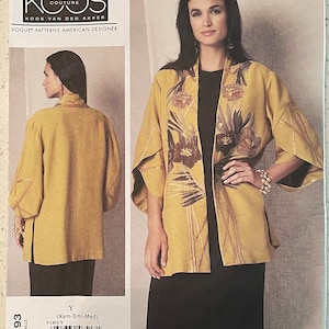 Vogue V1493 1493 Pattern UNCUT KOOS Van Den Akker Couture American Designer Loose Fitting Unlined Jacket Band Side Front Xs S M or  L xL XXL