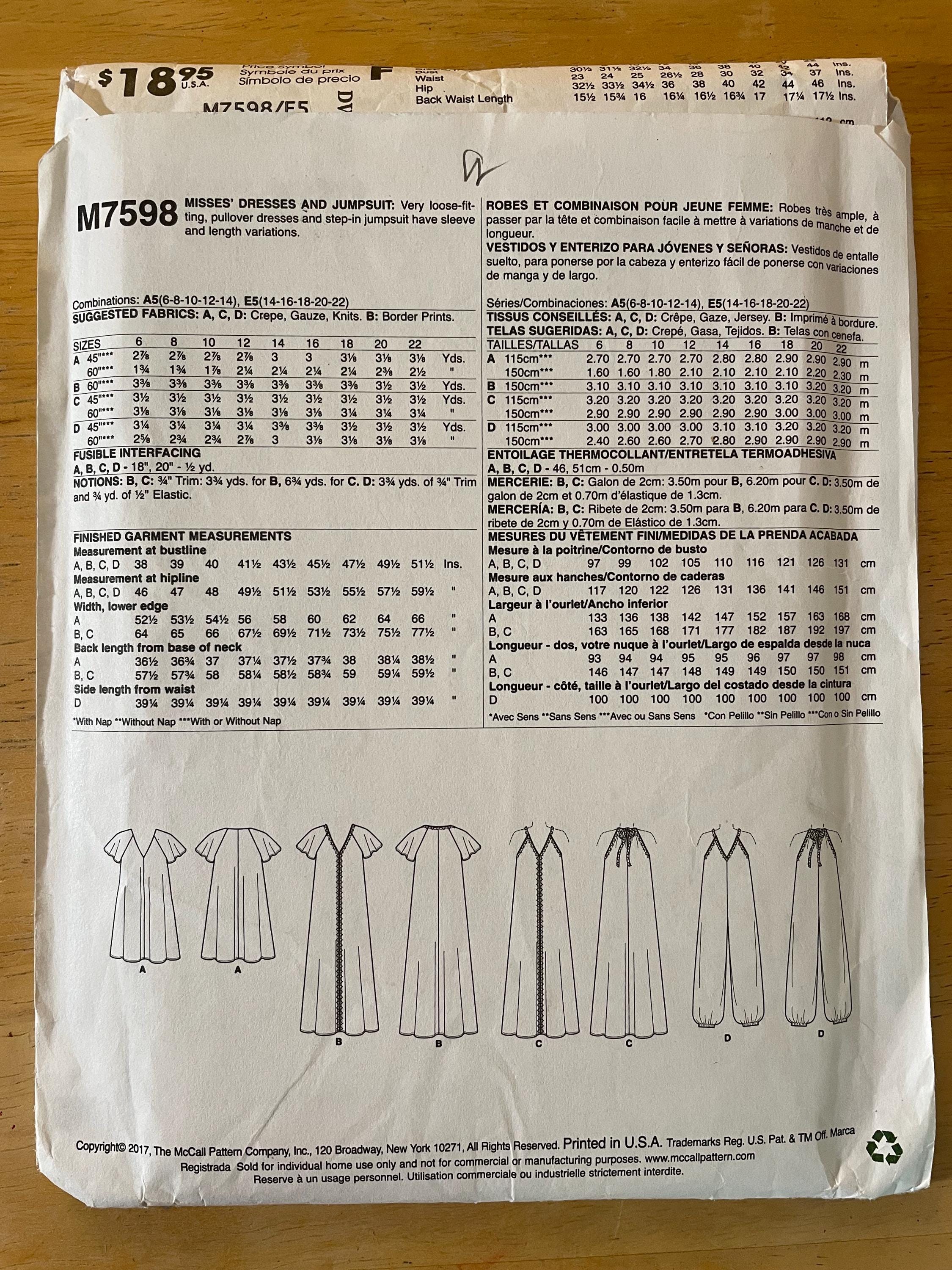 Mccalls M0528 0528 M7598 7598 Pattern Loose Haram Pants Sleeveless ...