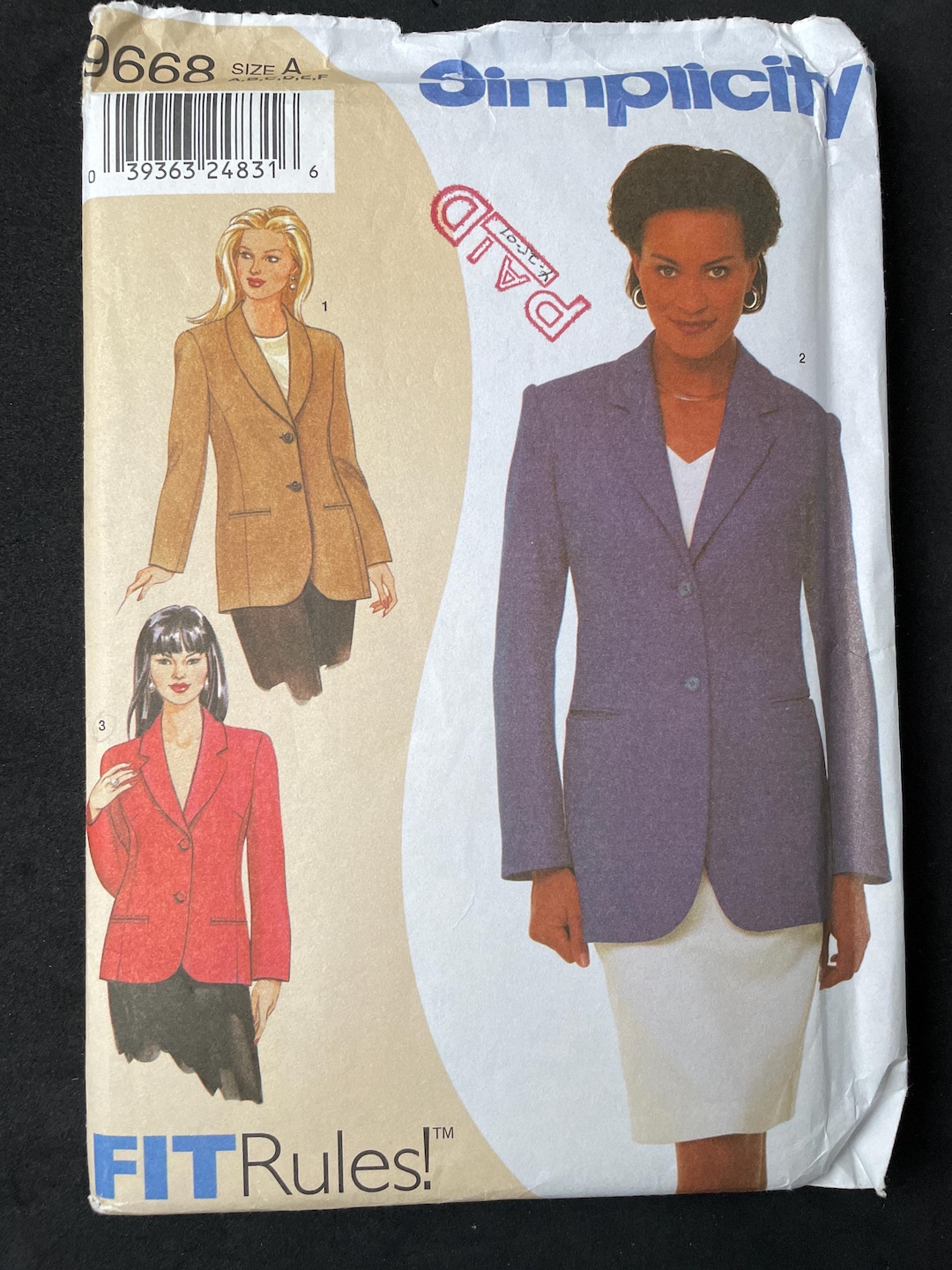 Patterns 9668 Simplicity 9668 Pattern UNCUT Vintage Fit Rules Two Button Longline Hip ...