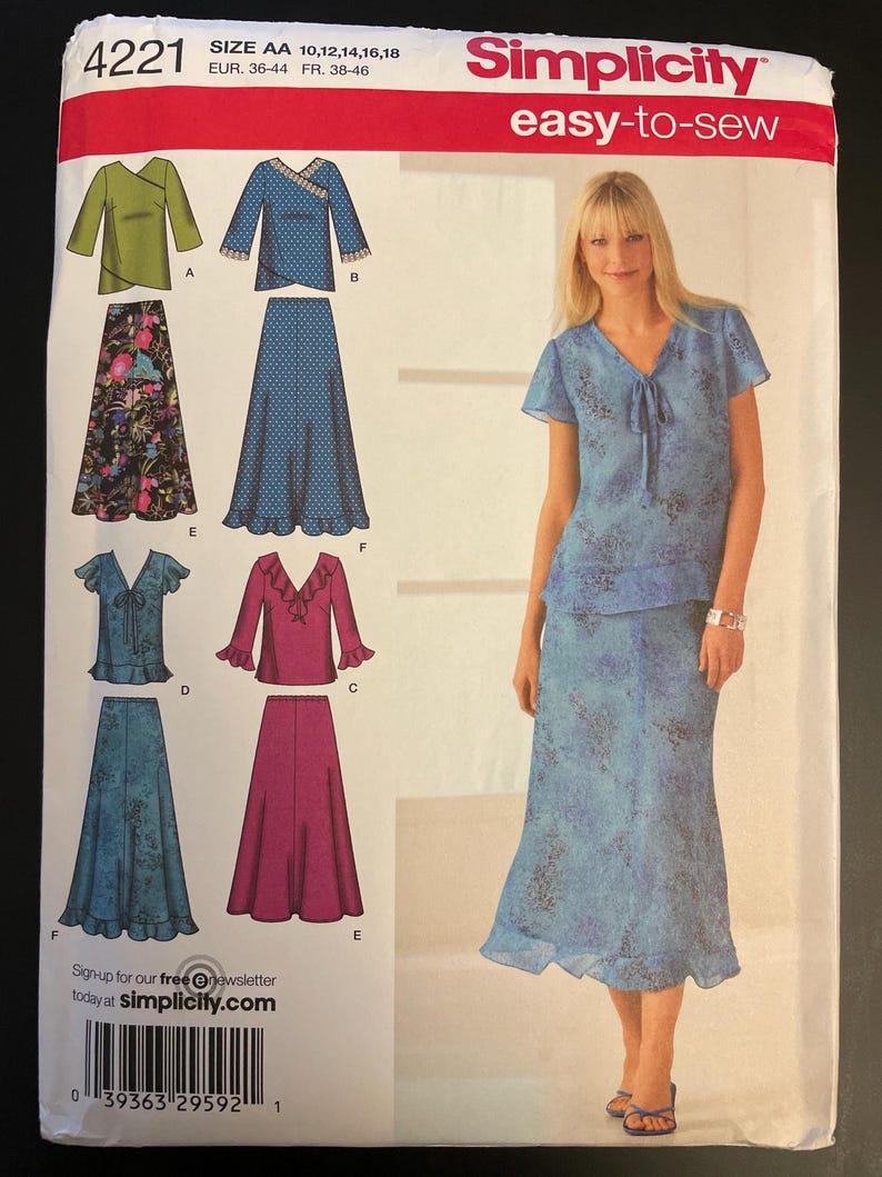 Simplicity 4221 Pattern UNCUT Two Piece Dress Pullover Top Surplice ...