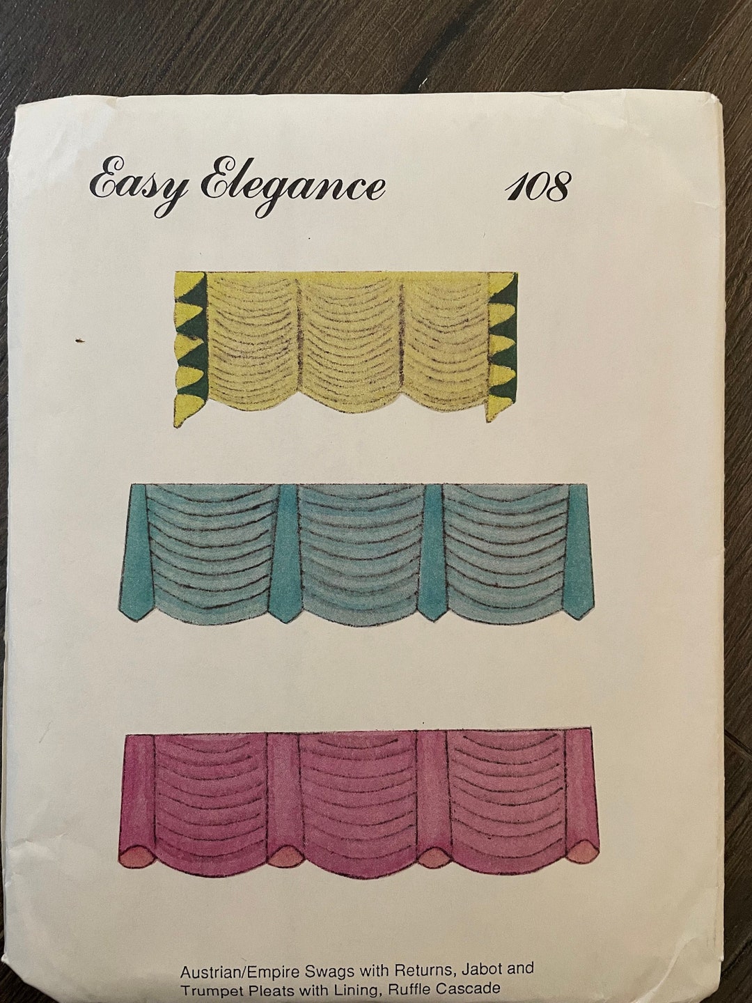 Easy Elegance 108 Pattern UNCUT Vintage Window Treatments Austrian
