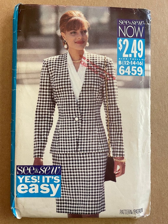 See & Sew 6459 Pattern UNCUT 1990s Easy V Neck Collarless - Etsy