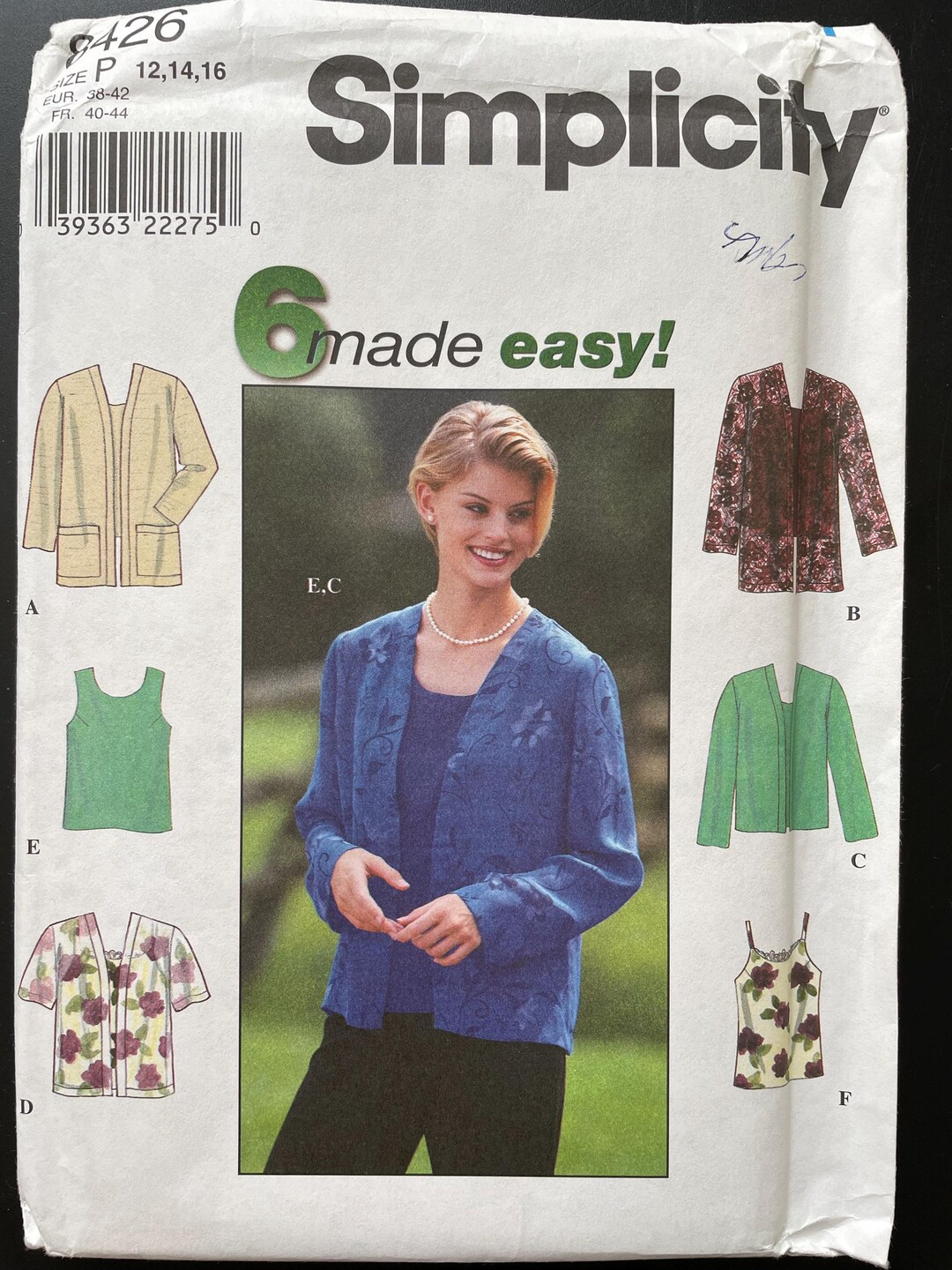Simplicity 8426 Pattern UNCUT 1990s Vintage Easy Camisole Tank Top Bust ...
