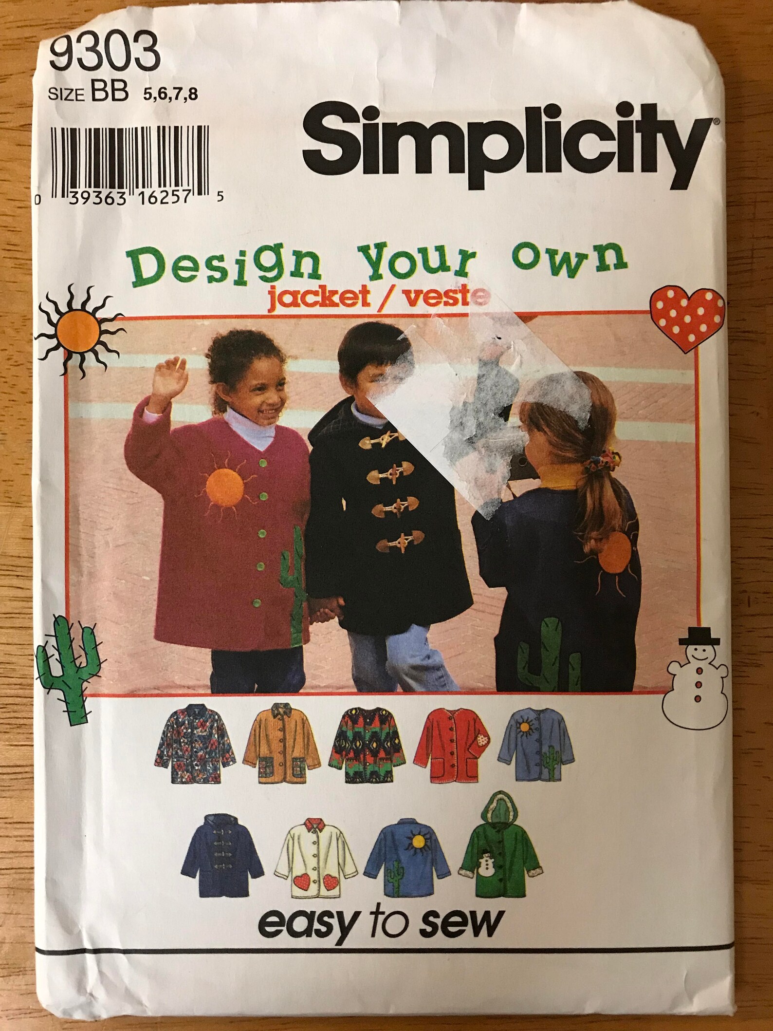 Simplicity 9303 Pattern 1990s Kid's Easy to Sew Jacket | Etsy