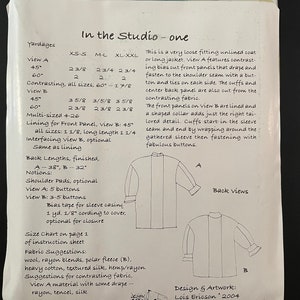 Studio One Pattern In the Studio One Pattern UNCUT Vintage 2000s Lois Ericson Design & Sew ...