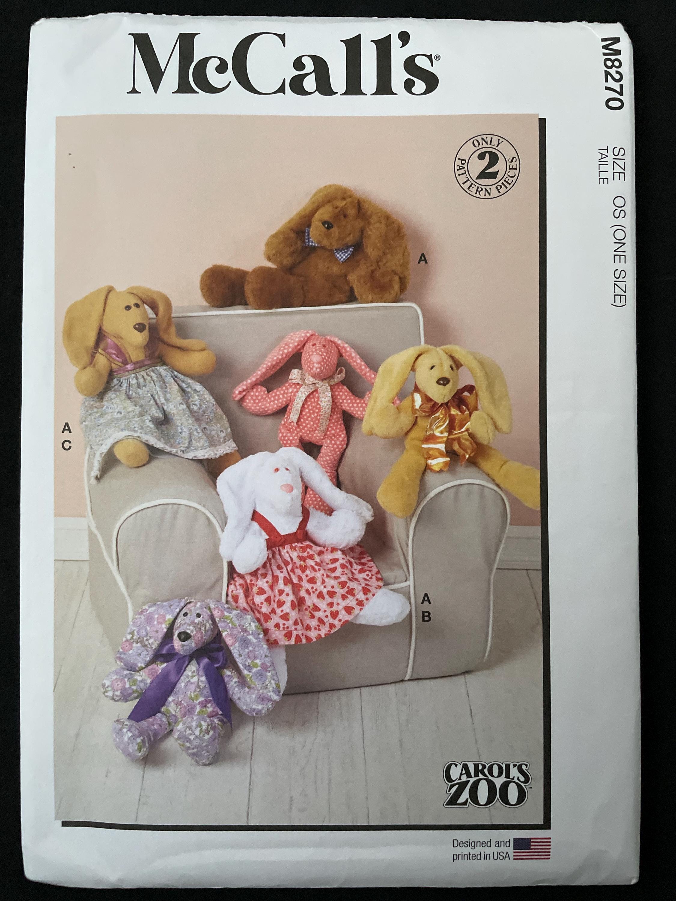 Mccalls M8270 8270 Pattern UNCUT Carol's Zoo Very Easy Bunny Doll Dress ...