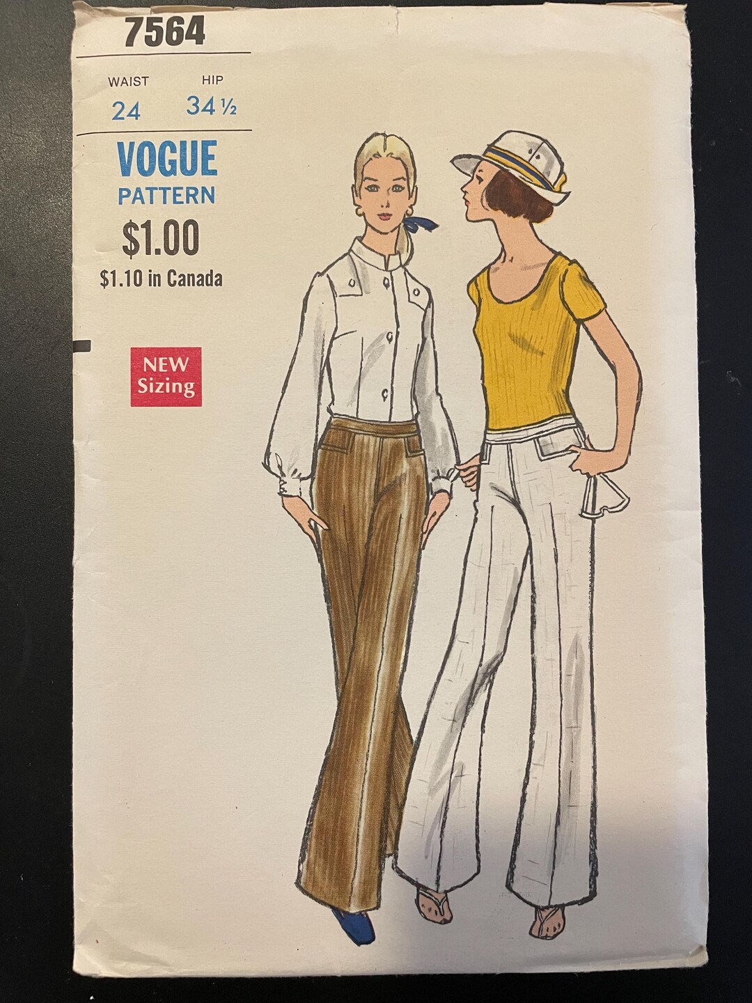Vogue 7564 Pattern CUT Complete Vintage 1960s Low Waisted Pants Pockets ...