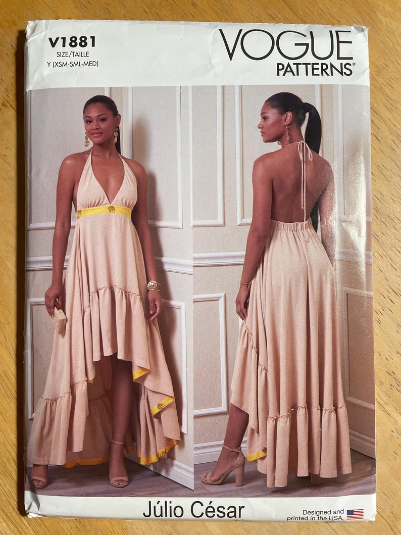 Vogue Ruffles Vogue V1881 1881 Pattern UNCUT Julio Cesar Empire Waisted Sleeveless ...