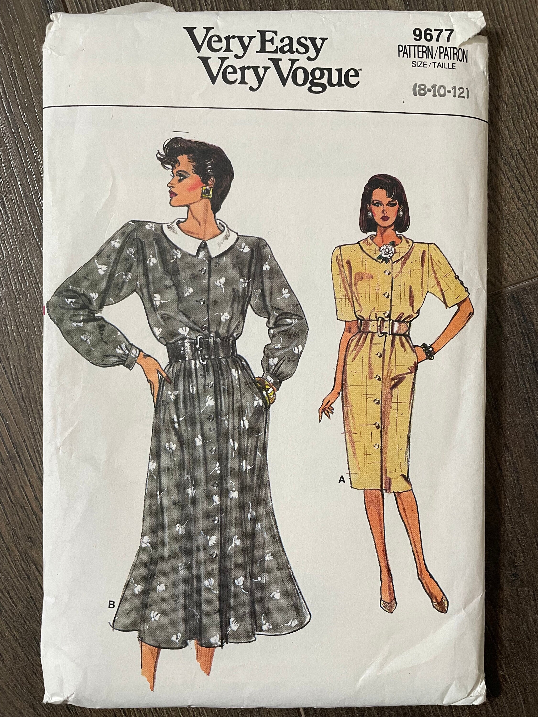 Vogue 9677 Pattern UNCUT Vintage 1980s Loose Fitting Button