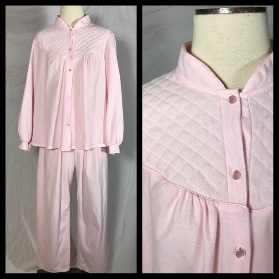 Vintage Carriage Court Sears Pink Poly Fleece Paj… - image 1